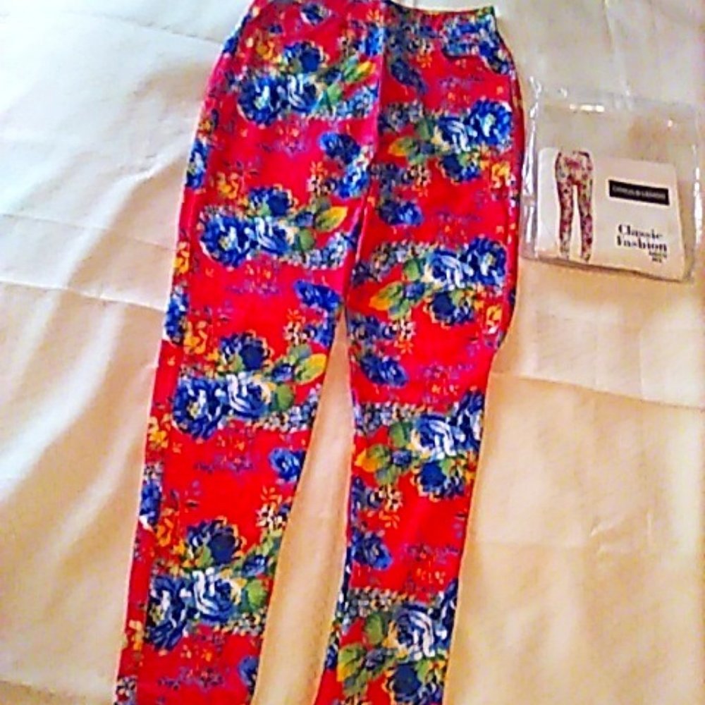 Leggings Fuchsia Floral S With Pockets Citrus & Lemon Classic Fashion New